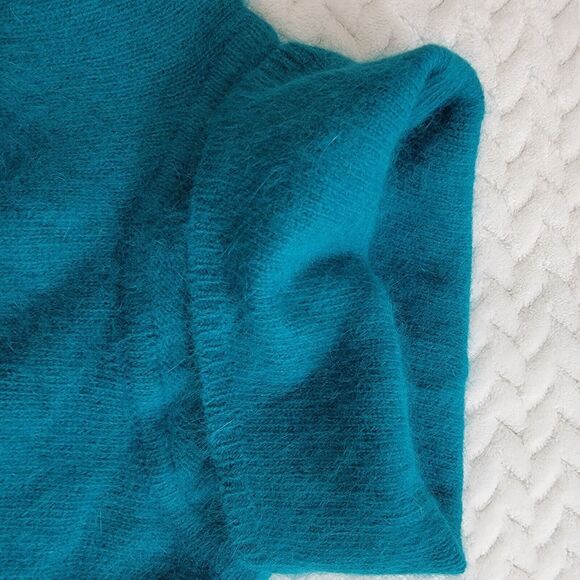 VTG Richard And Company Lambswool Angora Sweater Retro Geometric Teal Purple M - Picture 9 of 15